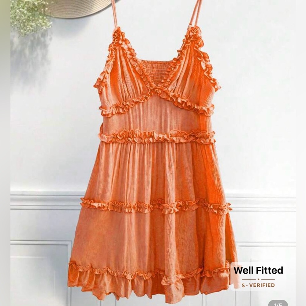 SHEIN Orange Ruffle Mini Dress